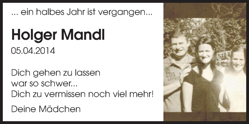  Traueranzeige für Holger Mandl vom 04.10.2014 aus Odenwälder Echo