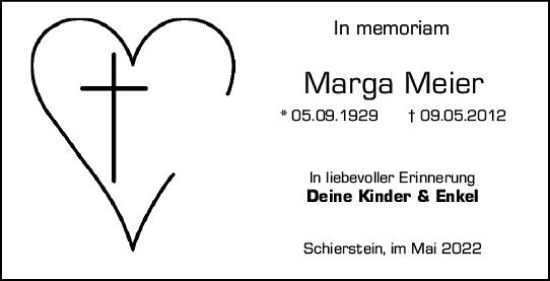 Traueranzeige von Marga Meier von vrm-trauer Wiesbadener Kurier