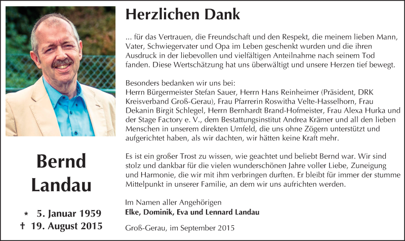  Traueranzeige für Bernd Landau vom 12.09.2015 aus trauer.echo-online.de