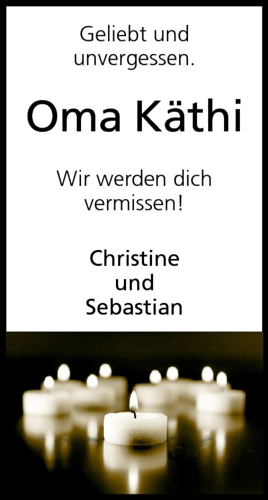  Traueranzeige für Käthi Wilferth vom 13.01.2011 aus Echo-Zeitungen (Gesamtausgabe)