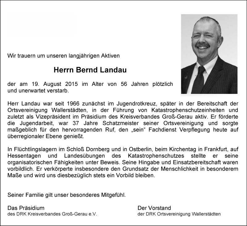  Traueranzeige für Bernd Landau vom 25.08.2015 aus trauer.echo-online.de