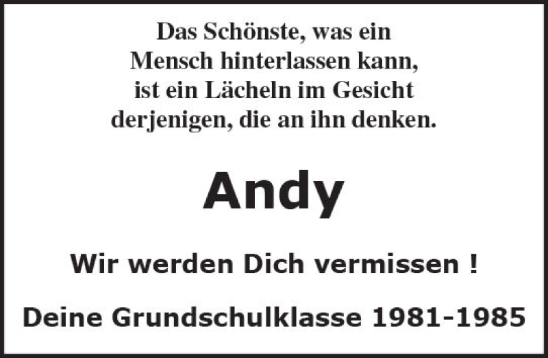  Traueranzeige für Andy Brunk vom 27.01.2018 aus Trauerportal Rhein Main Presse