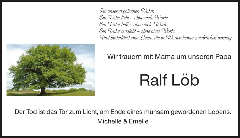  Traueranzeige für Ralf Löb vom 19.09.2018 aus vrm-trauer