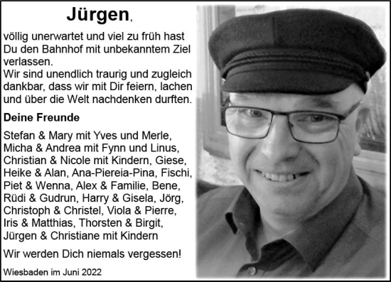 Traueranzeige von Jürgen  von vrm-trauer Wiesbadener Kurier